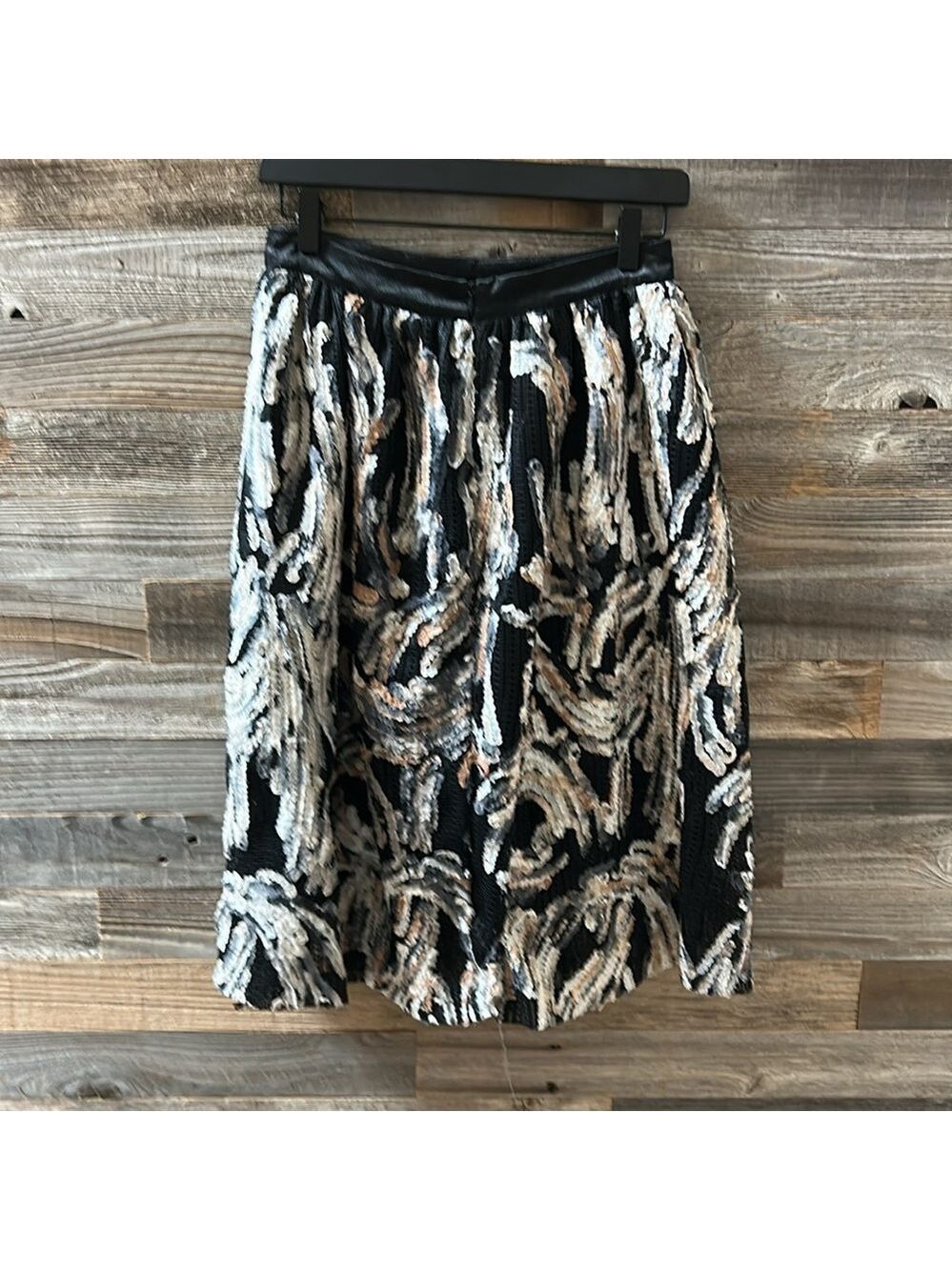 Endless Rose Black and Gray Abstract Pattern A-Line Midi Skirt Size Small - Picture 6 of 12